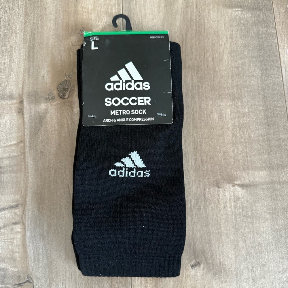 NEW Adidas Soccer Metro Sock Men Large Arch & Ankle Compression‎ Black Nylon